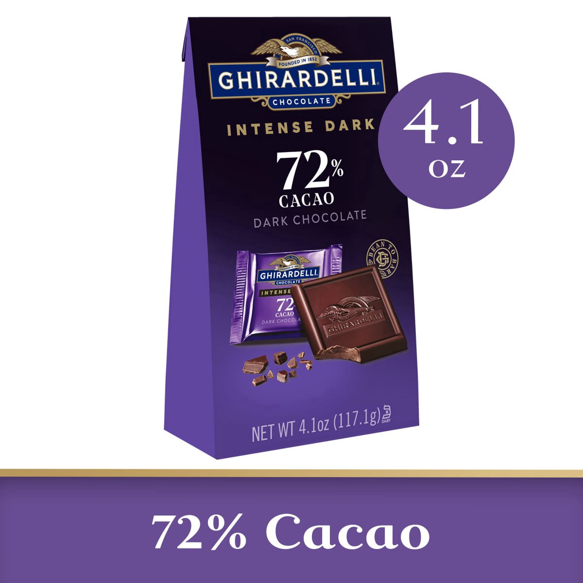 slide 1 of 5, Ghirardelli Holiday Intense Dark 72% Cacao Chocolate Square, 4.1 oz