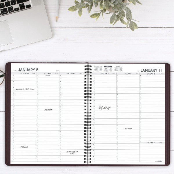slide 5 of 8, AT-A-GLANCE® 2026 Weekly Appointment Book Planner, Winestone, Large, 8 1/4"" x 11"", 1 ct