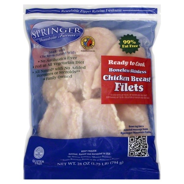 slide 1 of 1, Springer Mountain Farms Chicken Breast Filets, Boneless, Skinless, 1.75 lb