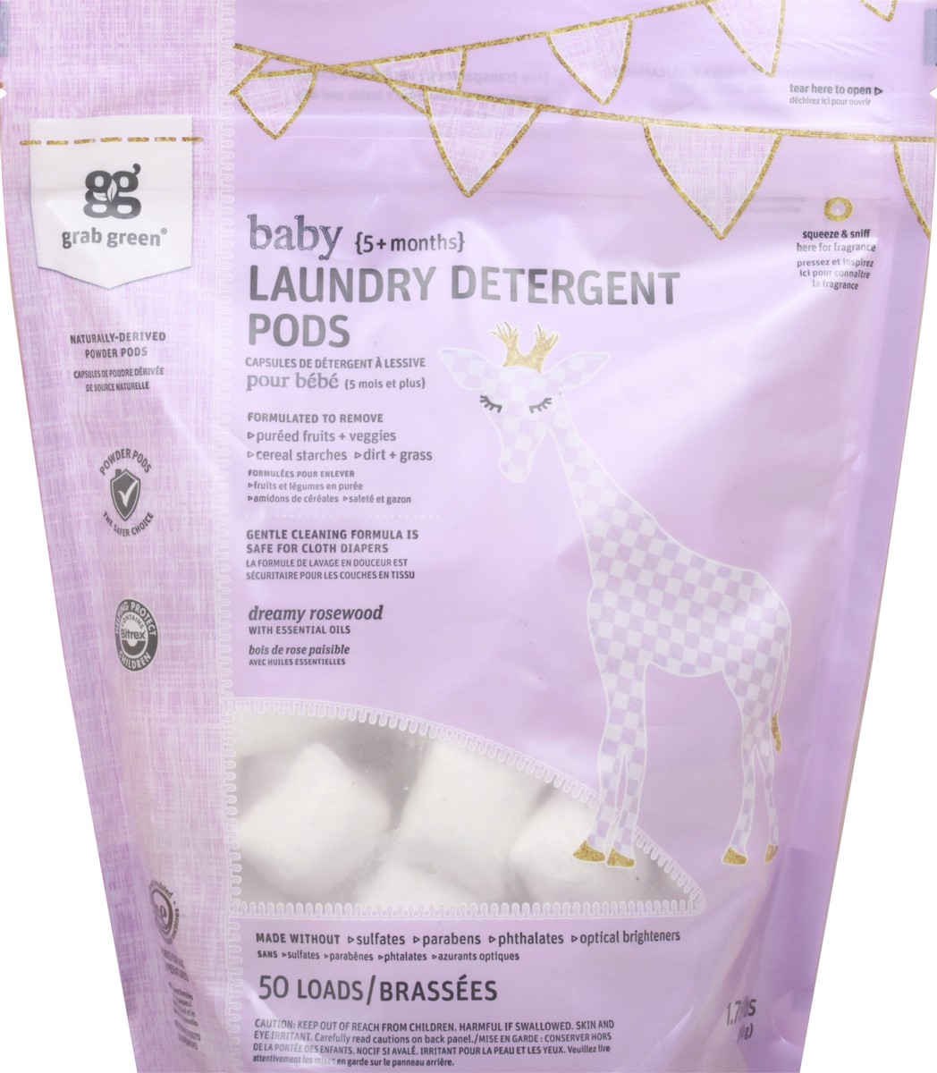 slide 9 of 12, Grab Green Baby Pods Dreamy Rosewood Laundry Detergent 1.76 lb, 50 ct