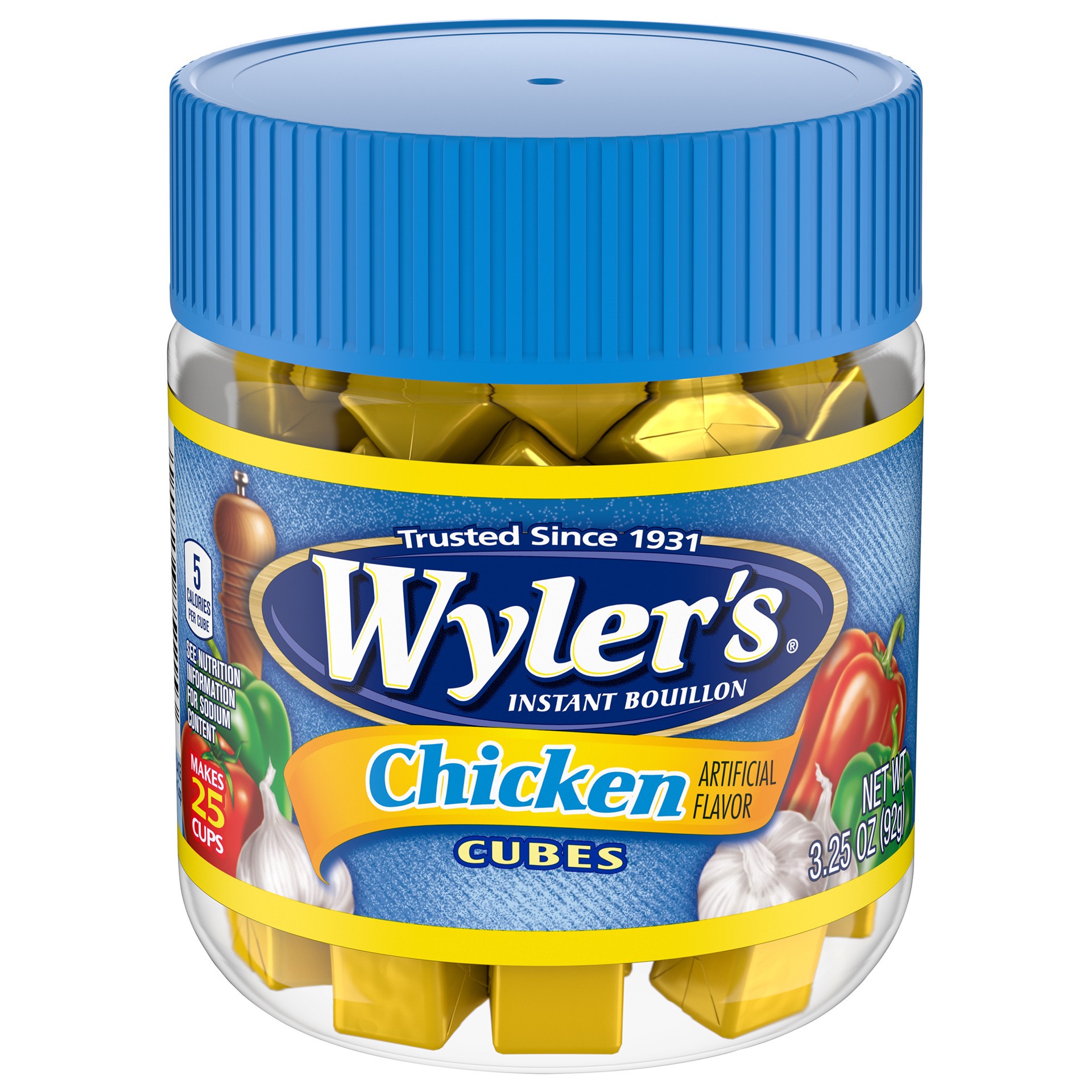 slide 1 of 5, Wyler's Instant Bouillon Chicken Flavored Cubes, 3.25 oz Jar, 3.25 oz