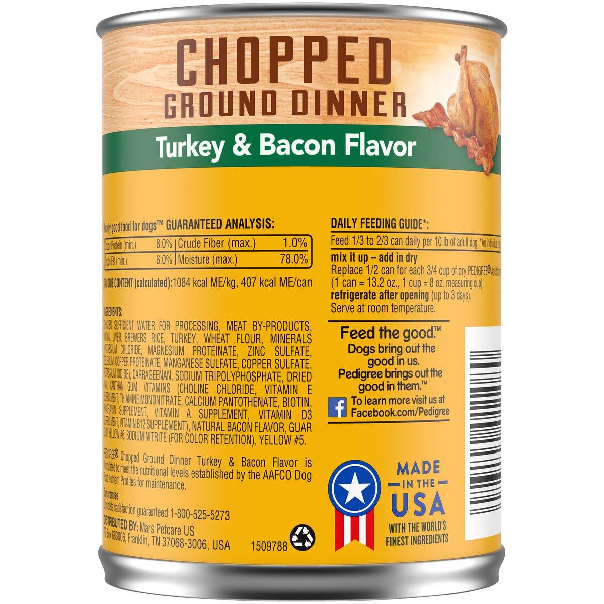 slide 10 of 12, Pedigree Chopped Ground Dinner Turkey & Bacon Flavor Food for Dogs 13.2 oz, 13.2 oz