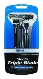 slide 1 of 1, Equaline Men's Triple Blade Disposable Razor, 3 ct