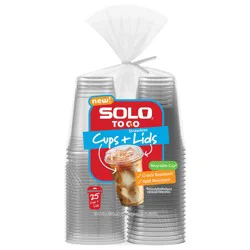 Solo To Go Strawless Clear Plastic Cups + Lids 18 fl oz