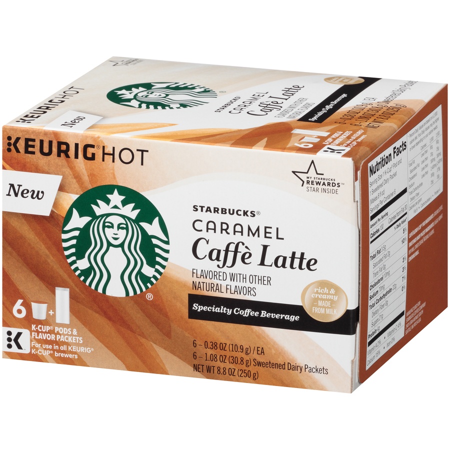 slide 3 of 8, Starbucks Keurig Caramel Caffe Latte K-Cup Pods, 6 ct