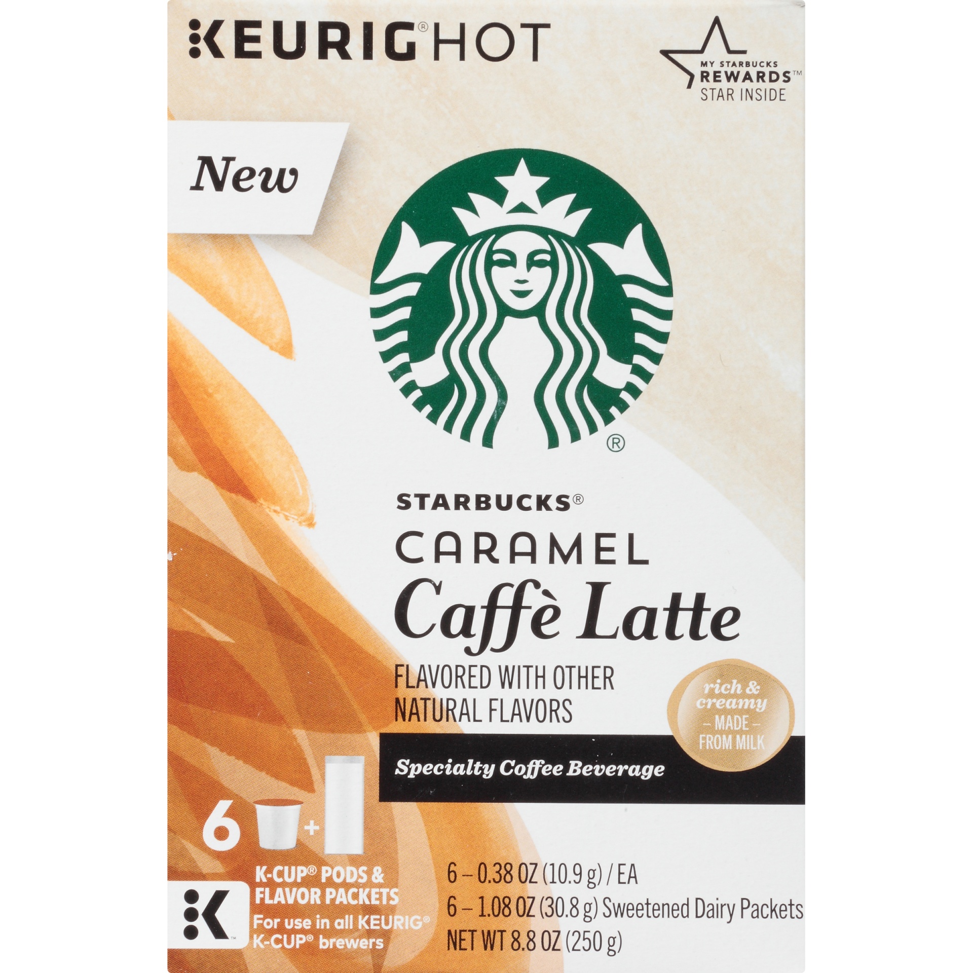 slide 5 of 8, Starbucks Keurig Caramel Caffe Latte K-Cup Pods, 6 ct