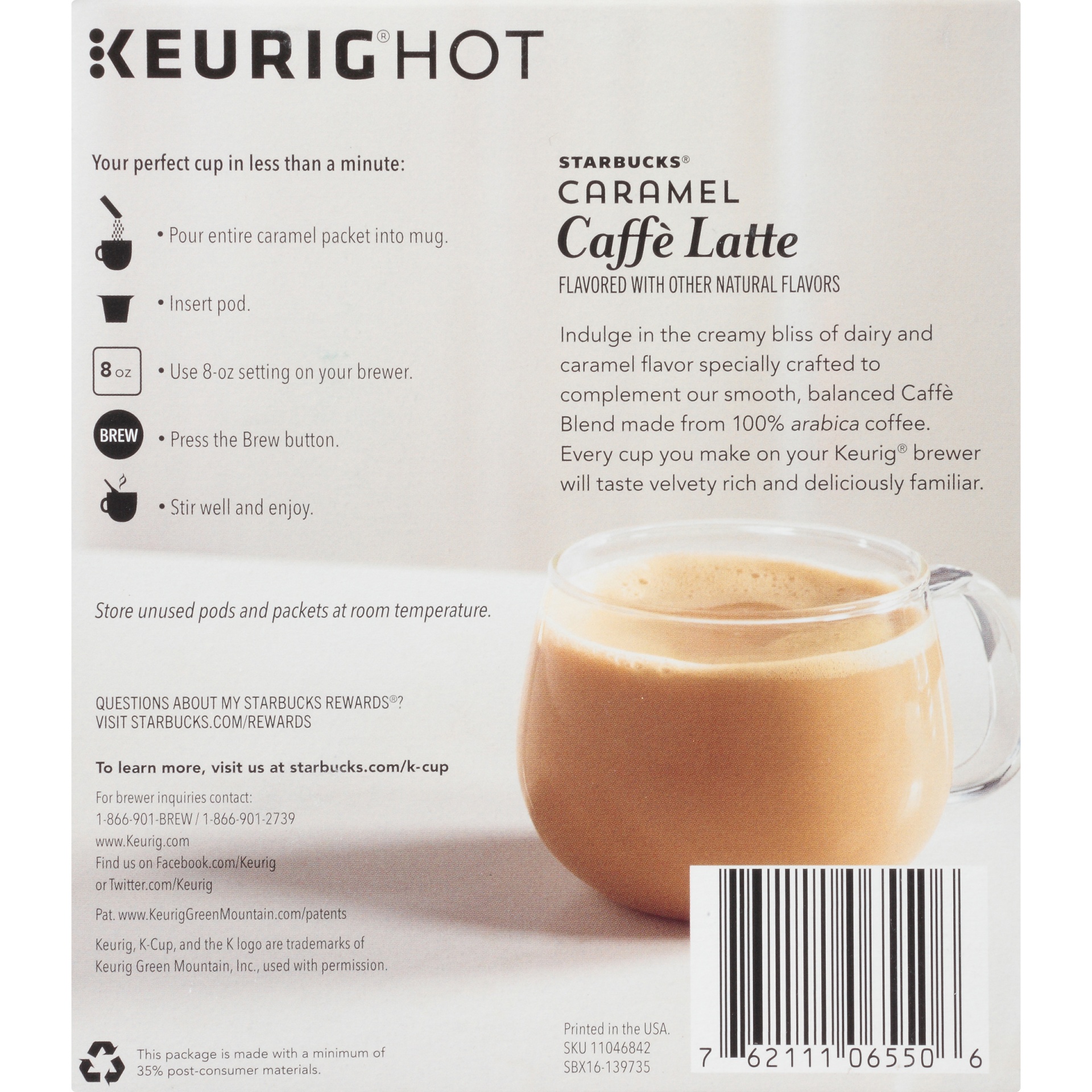 slide 6 of 8, Starbucks Keurig Caramel Caffe Latte K-Cup Pods, 6 ct