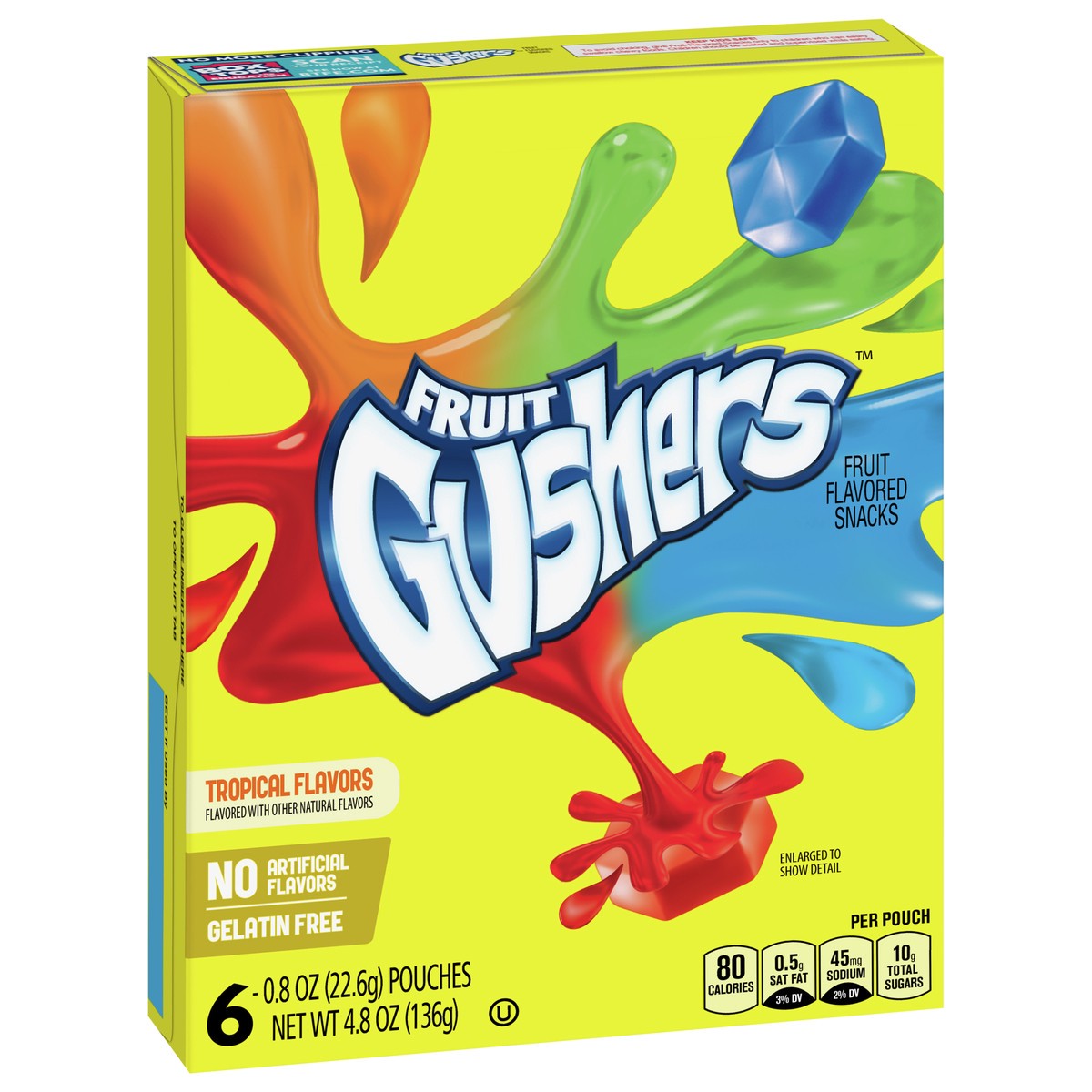 slide 4 of 9, Fruit Gushers Fruit Flavored Snacks, Tropical, Gluten Free, 0.8 oz, 6 ct, 6 ct