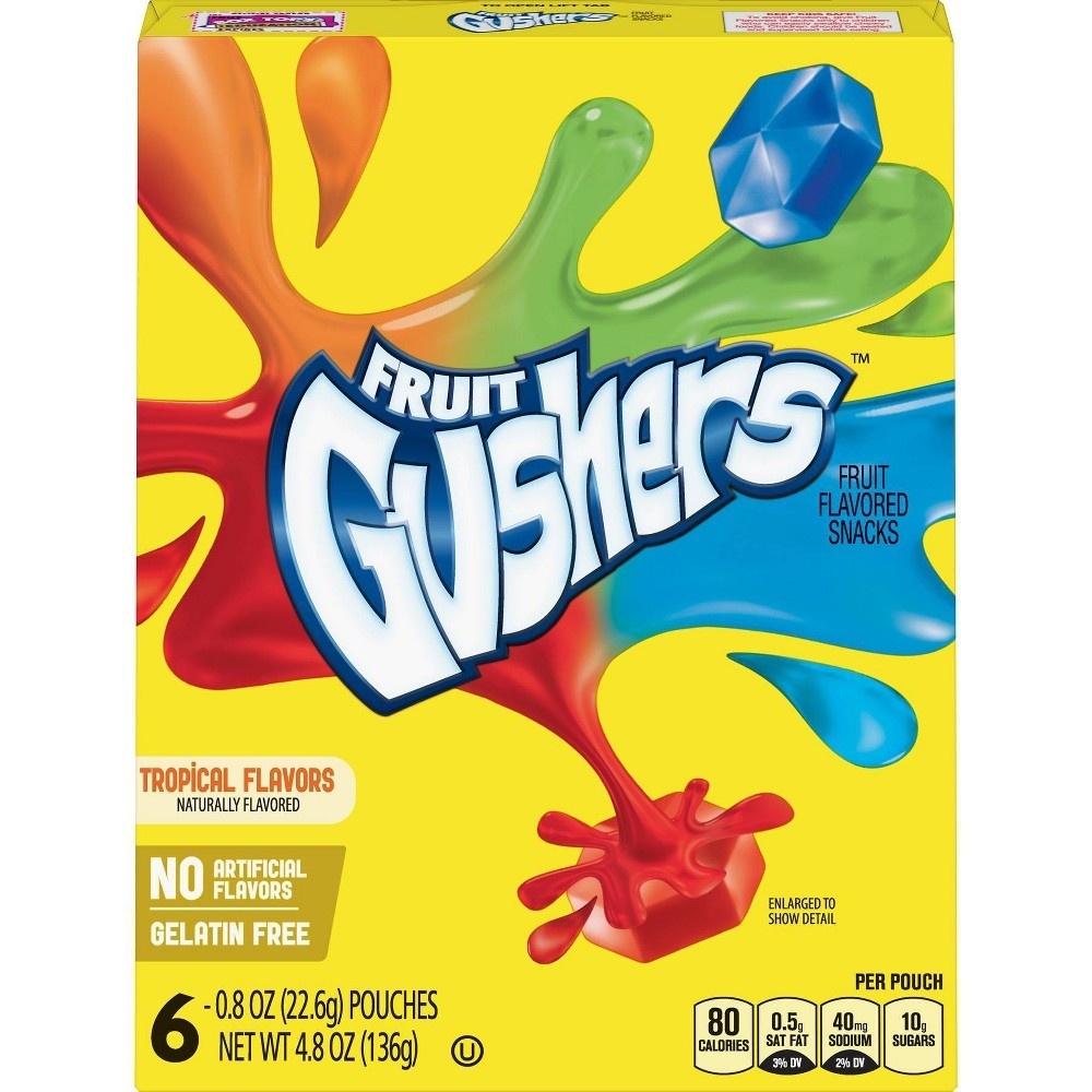 slide 2 of 3, Fruit Gushers Tropical Flavors Fruit Flavored Snacks, 6 ct; 0.8 oz