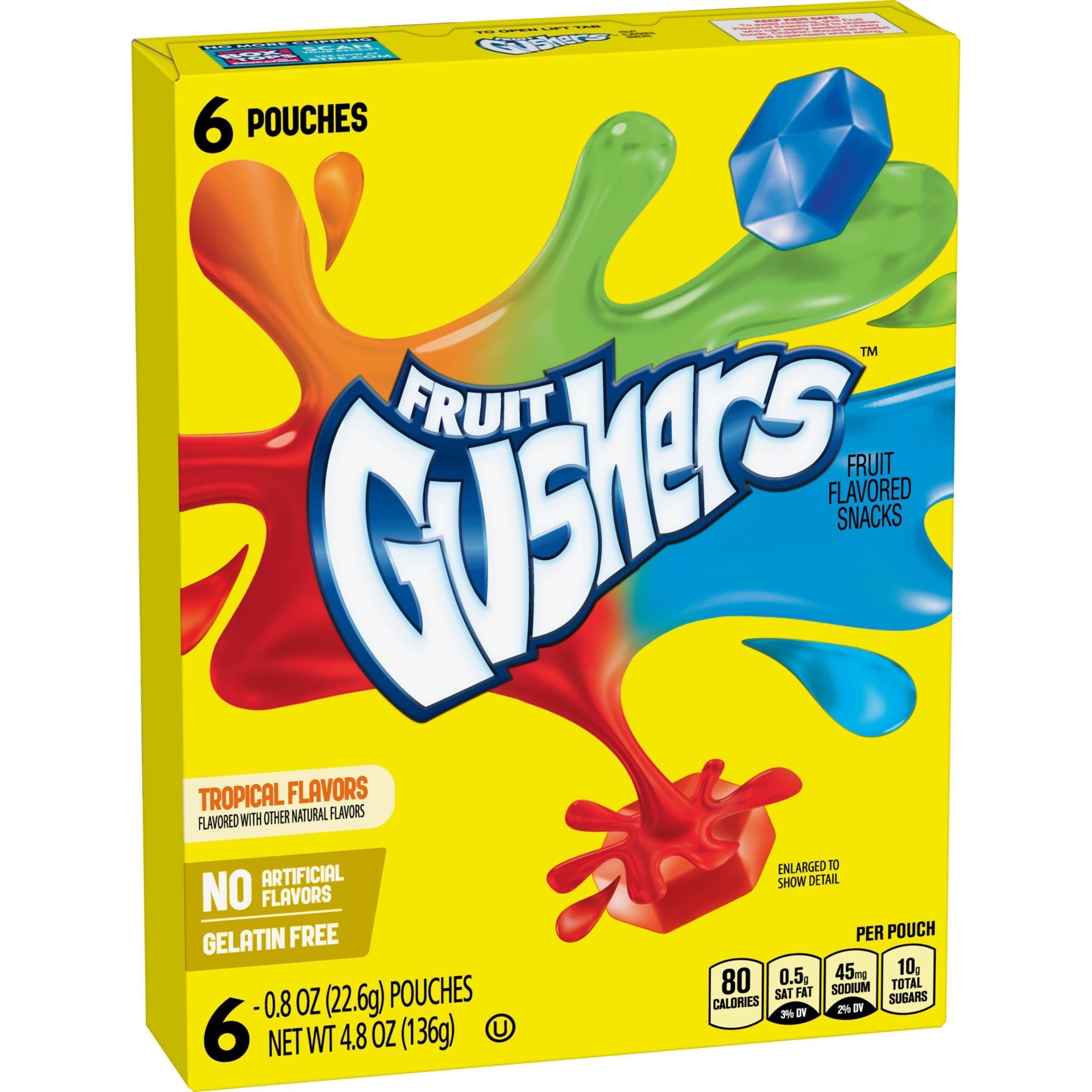 slide 1 of 3, Fruit Gushers Tropical Flavors Fruit Flavored Snacks, 6 ct; 0.8 oz