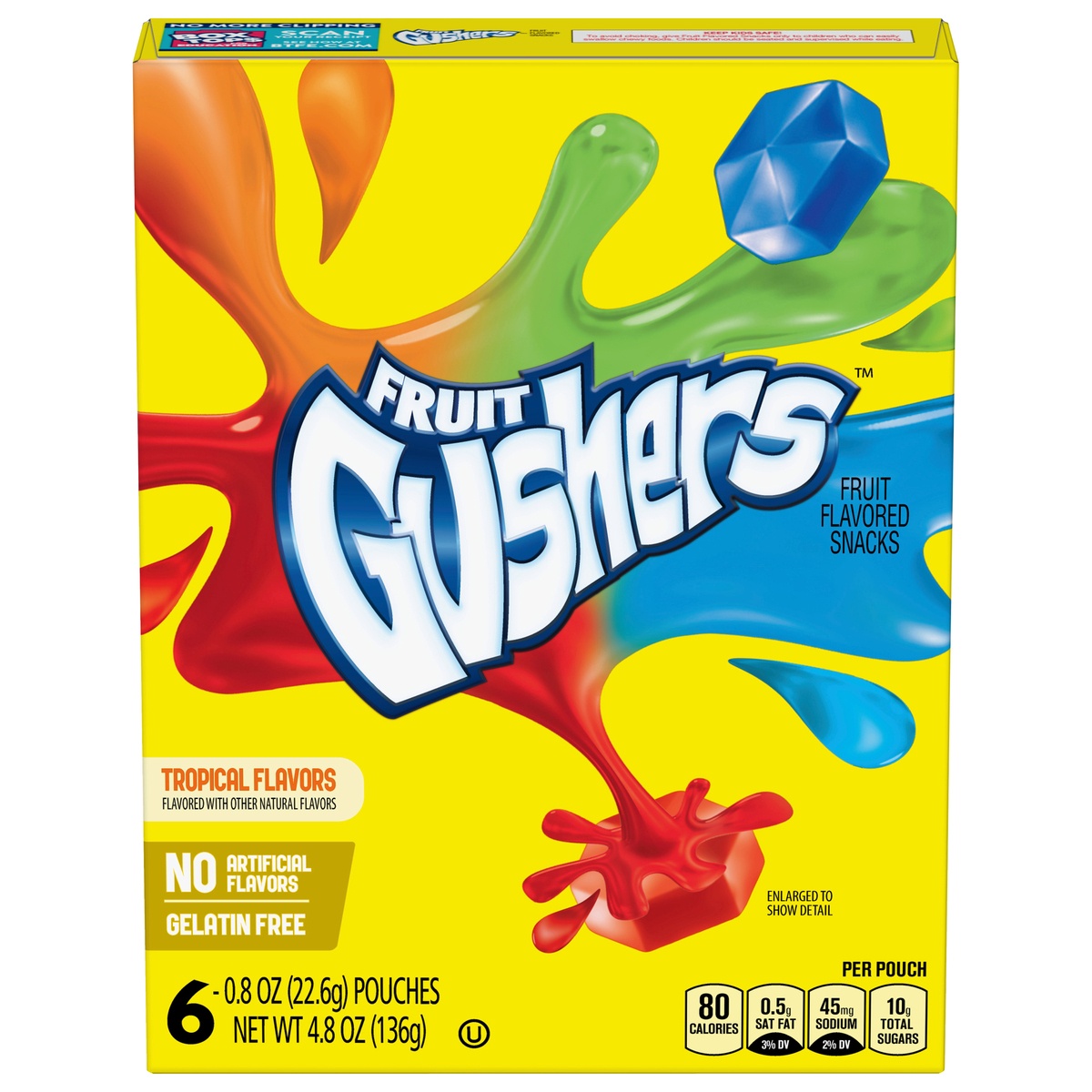 slide 1 of 1, Fruit Gushers Tropical Flavors Fruit Flavored Snacks 6-0.8 oz Pouches, 6 ct; 0.8 oz