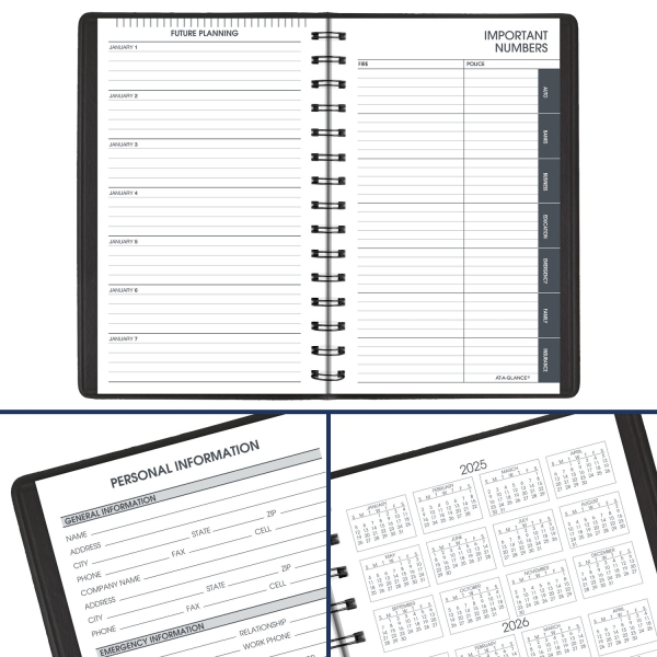 slide 8 of 10, AT-A-GLANCE® 2026 Daily Quarter-Hour Appointment Book Planner, Black, Small, 5"" x 8"", 1 ct