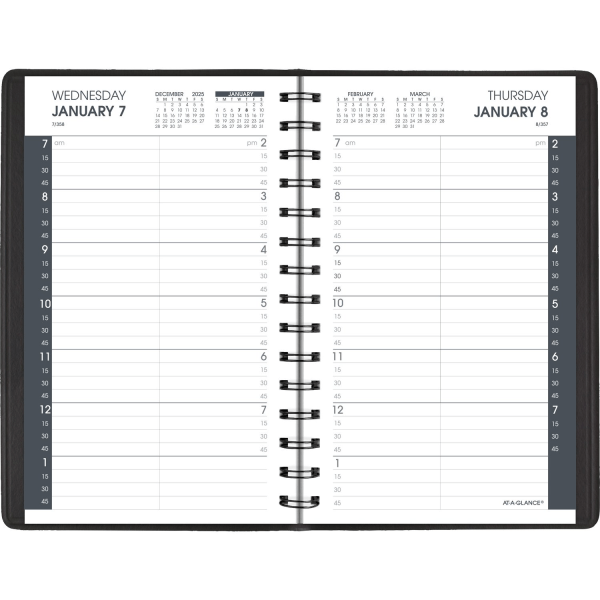 slide 2 of 10, AT-A-GLANCE® 2026 Daily Quarter-Hour Appointment Book Planner, Black, Small, 5"" x 8"", 1 ct