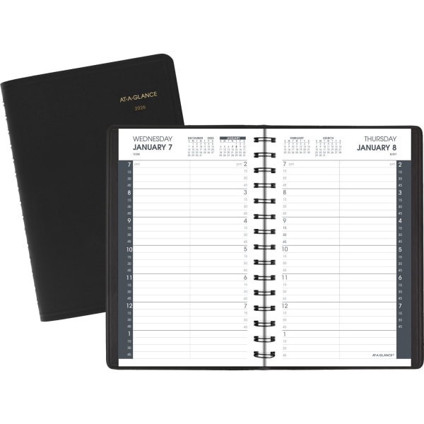 slide 6 of 10, AT-A-GLANCE® 2026 Daily Quarter-Hour Appointment Book Planner, Black, Small, 5"" x 8"", 1 ct