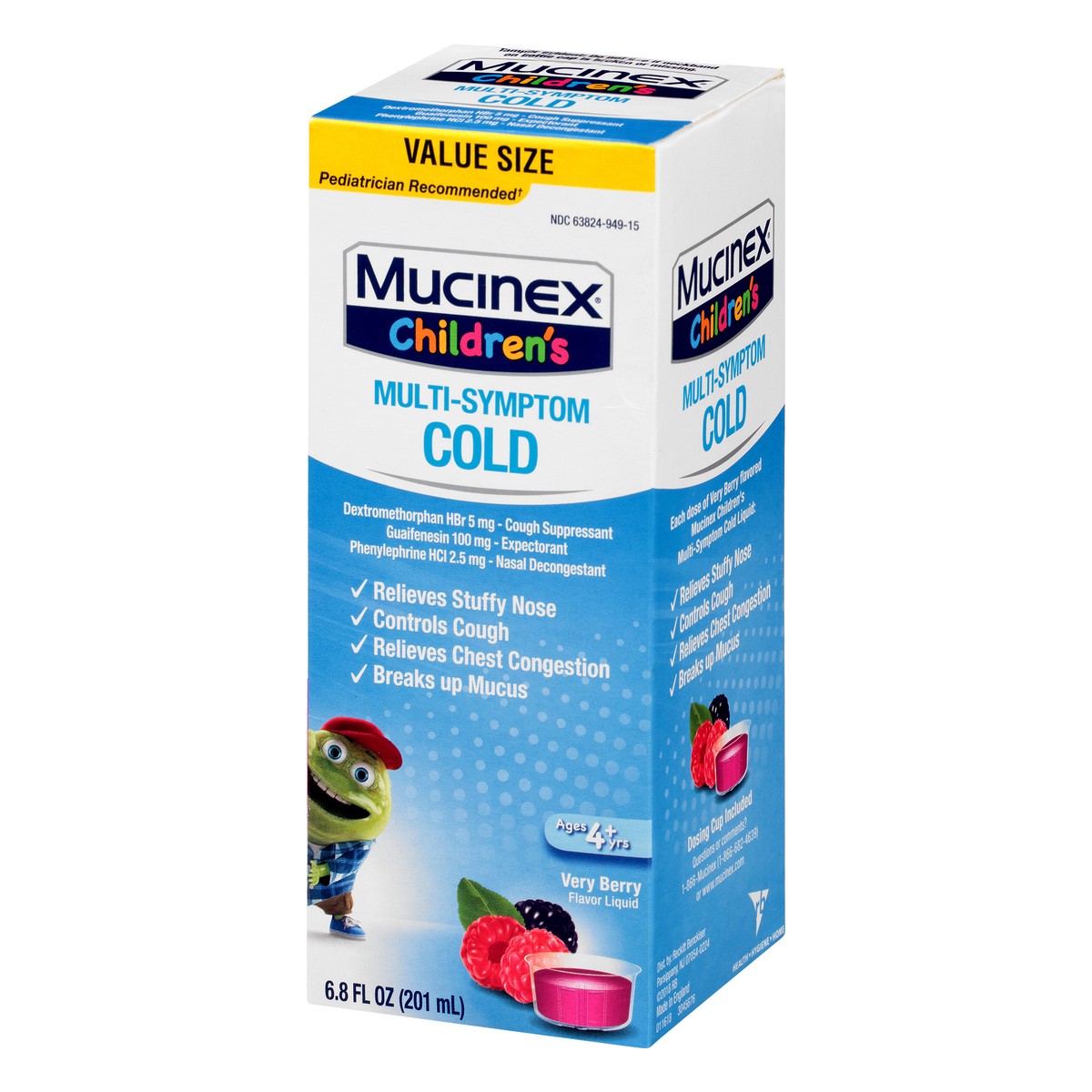 slide 8 of 9, Mucinex Children's MultiSymptom Cold Cough Suppressant Very Berry Liquid Age 4+, 6.8 fl oz