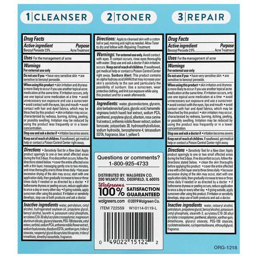 slide 2 of 2, Walgreens 3 Step Acne Kit, 1 ct