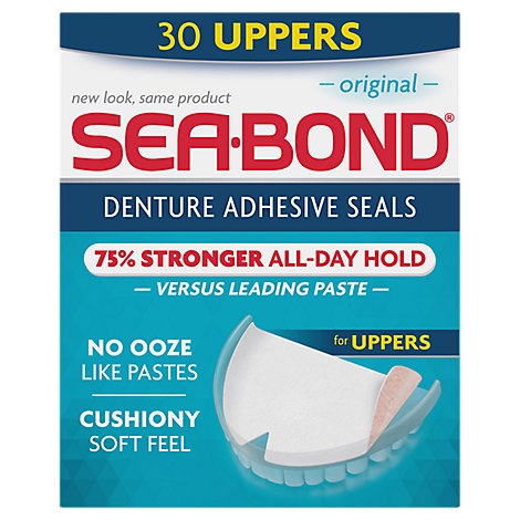 slide 1 of 1, Seabond Denture Adhesive Wafers Uppers Original, 30 ct