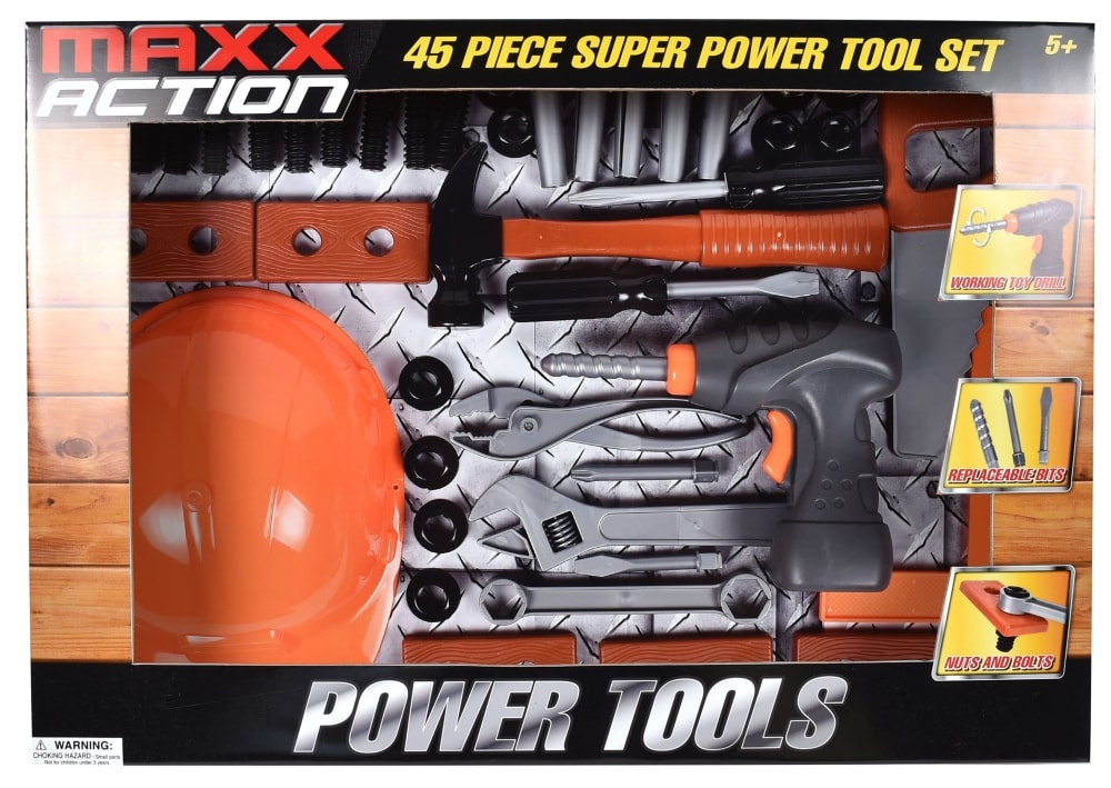 slide 1 of 1, Maxx Action Power Tools Super Power Tool Set Toy, 45 ct