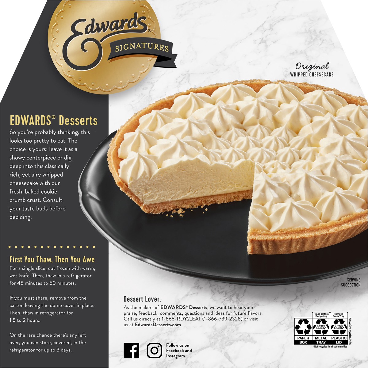 slide 7 of 9, Edwards Original Whipped Cheesecake, 24 oz