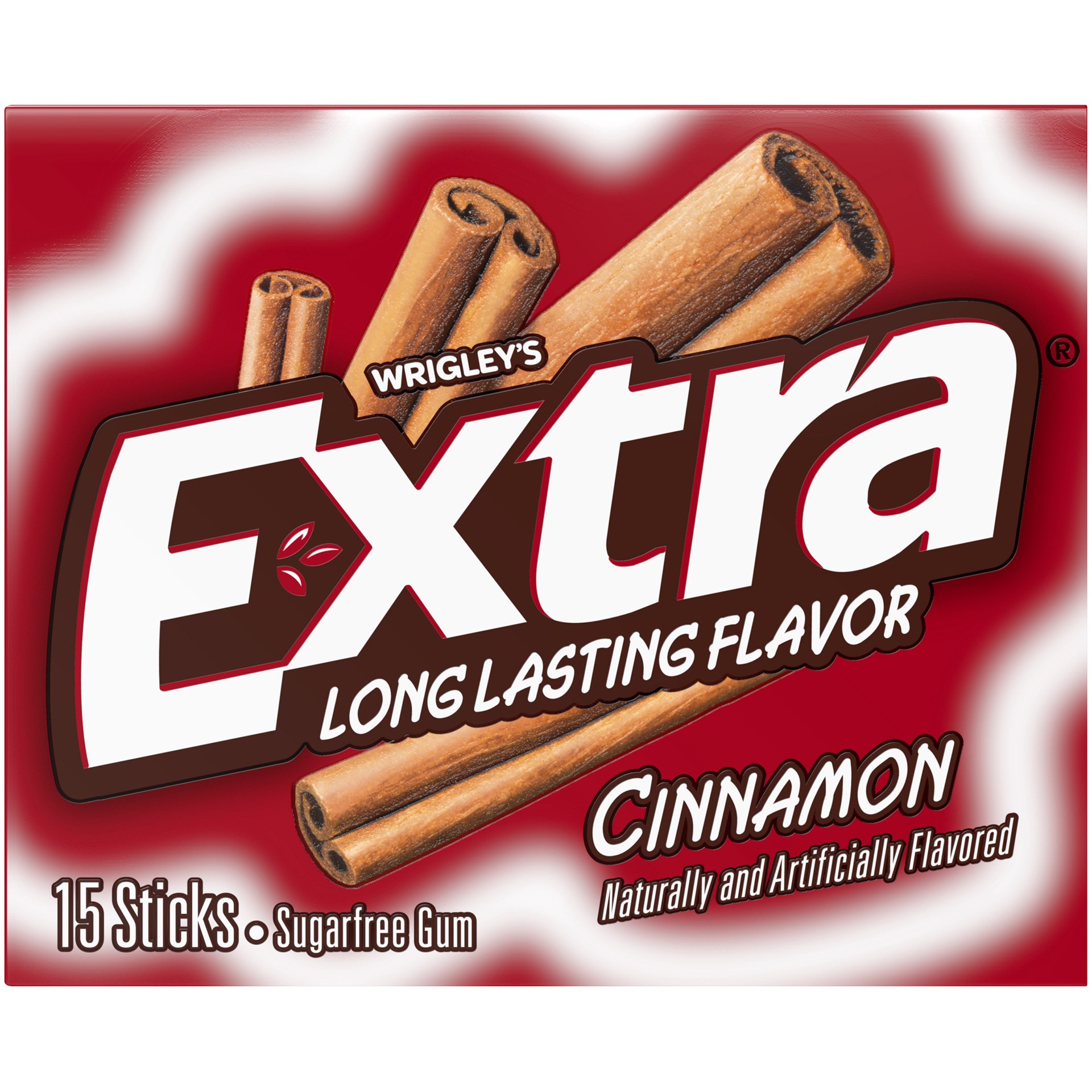 slide 1 of 5, EXTRA Gum Cinnamon Sugar Free Chewing Gum, Single Pack, 15 Stick, 15 pc