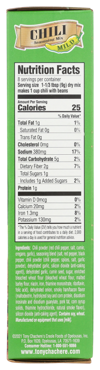 slide 4 of 7, Tony Chachere's Chili Seasoning Mix 2.5 oz, 2.5 oz