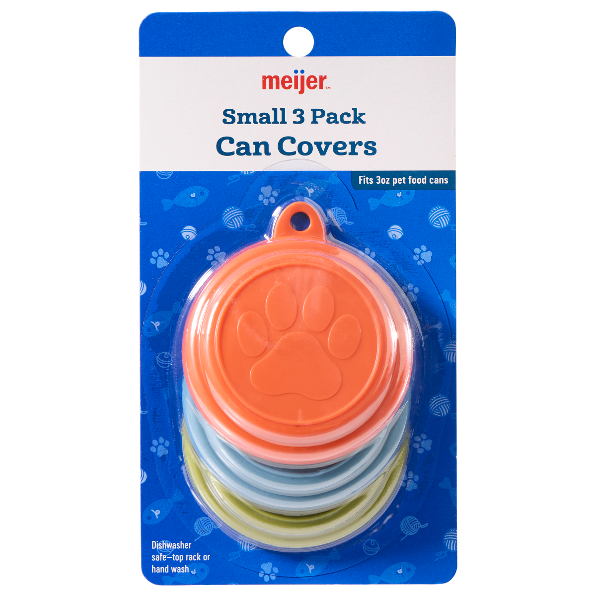 slide 1 of 2, Meijer Pet Food Can Covers, Blue/Green/Orange, Small, 3 ct