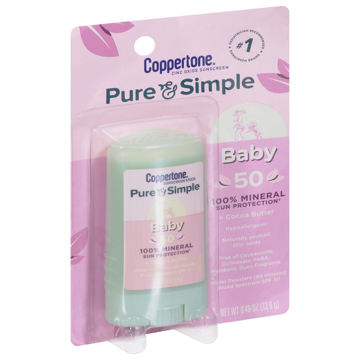 slide 8 of 13, Coppertone Pure & Simple Broad Spectrum SPF 50 Baby Sunscreen Stick 0.49 oz, 0.49 oz