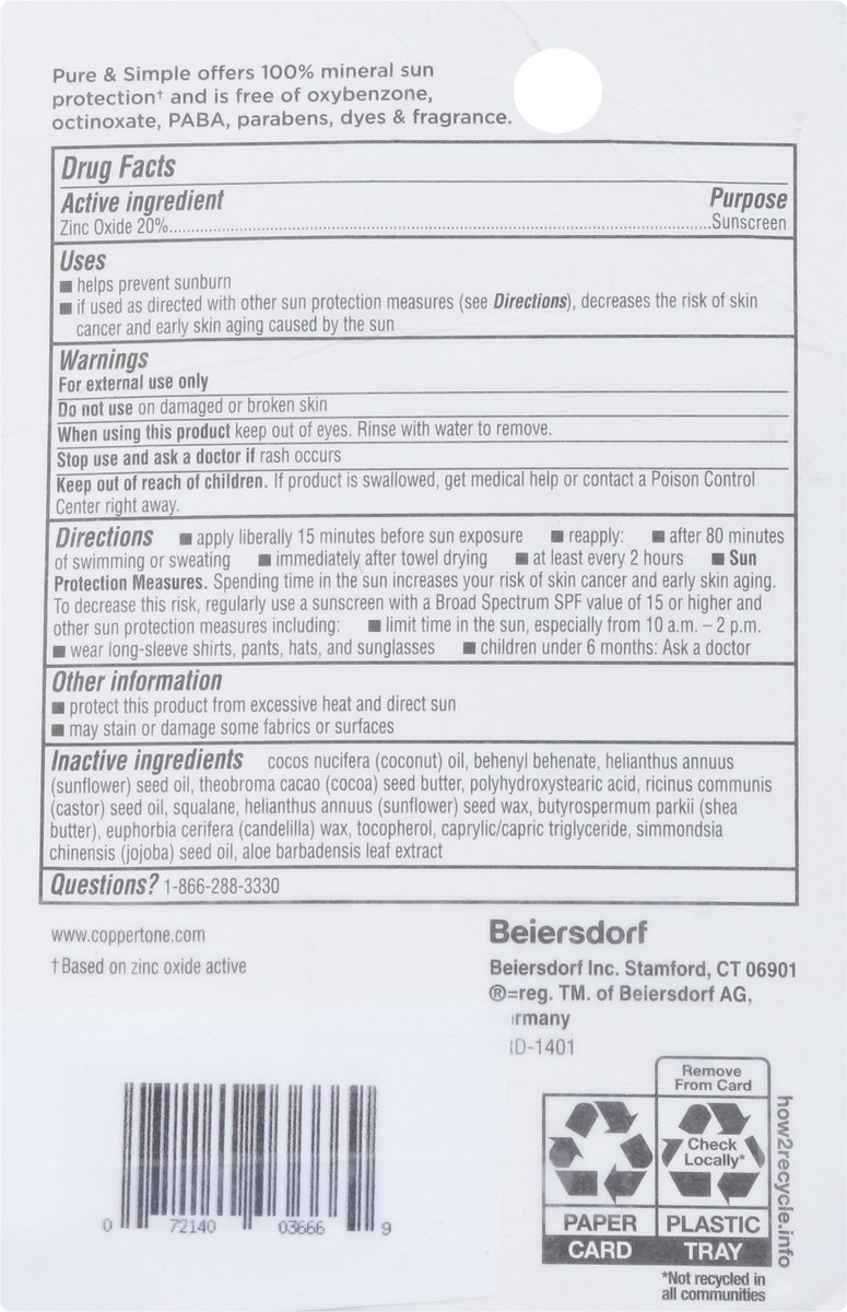 slide 2 of 13, Coppertone Pure & Simple Broad Spectrum SPF 50 Baby Sunscreen Stick 0.49 oz, 0.49 oz