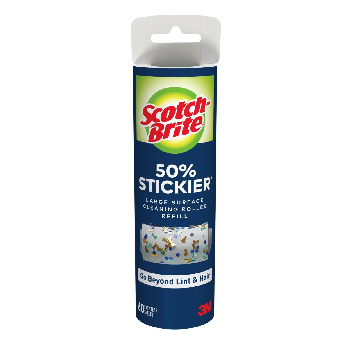 slide 21 of 29, Scotch-Brite 50% Stickier Large Surface Lint Roller Refill, 8 in x 31.4 ft