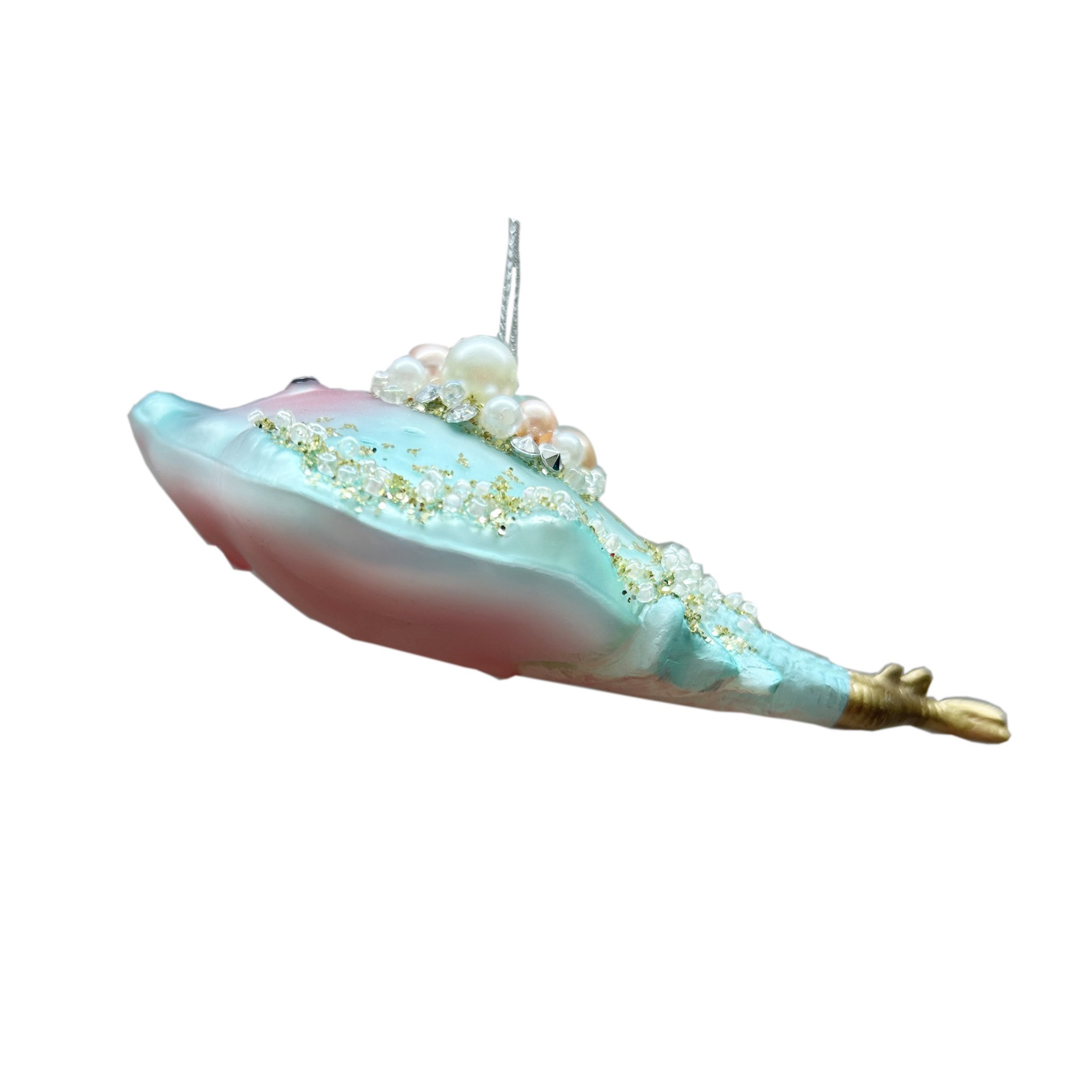 slide 2 of 3, 5" Pink & Blue Manta Ray Glass Ornament By Ashland, 5 in