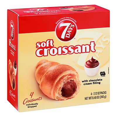 slide 1 of 1, 7DAYS Chocolate Cream Filling Soft Croissants, 4 ct