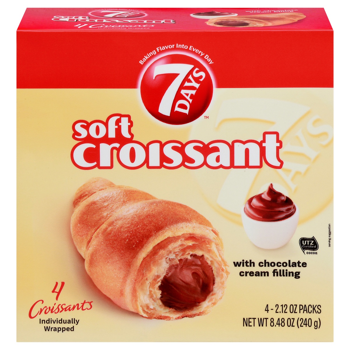 slide 1 of 1, 7DAYS Chocolate Cream Filling Soft Croissants, 4 ct