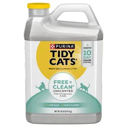 Tidy Cats Purina Tidy Cats Clumping Cat Litter, Free & Clean Unscented Multi Cat Litter - 20 lb. Jug
