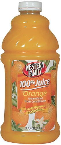 slide 1 of 1, Western Family 100% Orange Juice - 64 oz, 64 oz