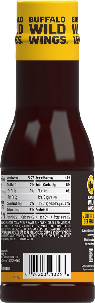 slide 8 of 9, Buffalo Wild Wings Honey BBQ Sauce, 12 oz