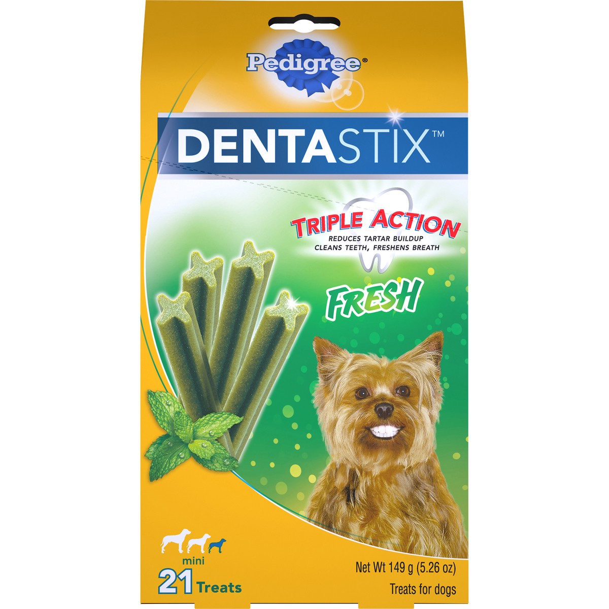 slide 12 of 14, Dentastix Fresh Mini Dog Treats 21 ct Stand-Up Bag, 5.26 oz