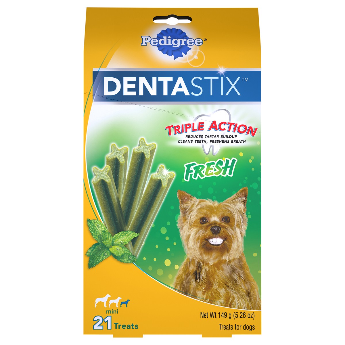 slide 8 of 14, Dentastix Fresh Mini Dog Treats 21 ct Stand-Up Bag, 5.26 oz