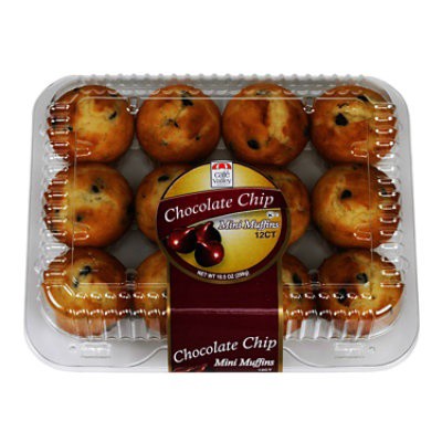 slide 1 of 1, Café Valley Mini Chocolate Chip Muffins, 10.5 oz