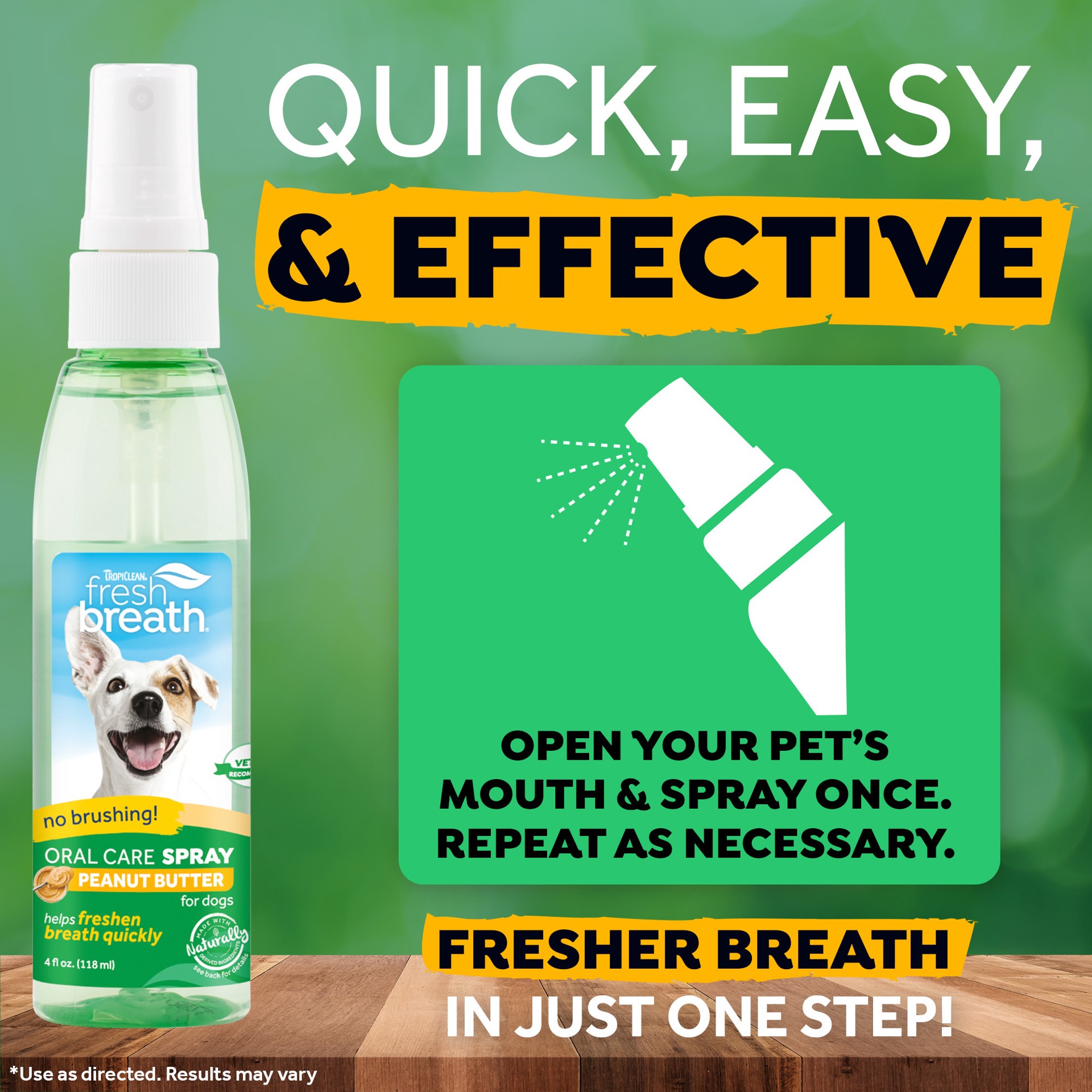 slide 7 of 9, TropiClean Fresh Breath Peanut Butter Oral Care Spray for Pets, 4oz, 4 oz