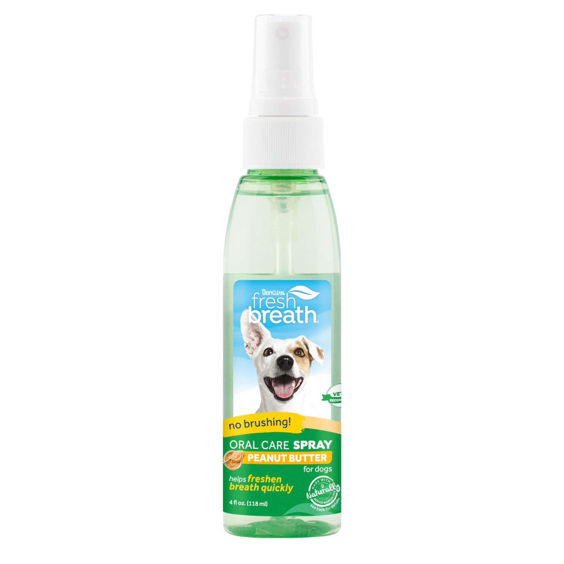 slide 1 of 9, TropiClean Fresh Breath Peanut Butter Oral Care Spray for Pets, 4oz, 4 oz