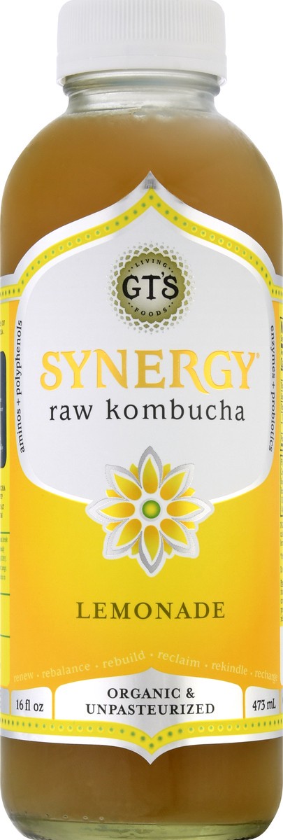 slide 4 of 13, GT's Synergy Lemonade Raw Kombucha - 16 fl oz, 16 fl oz