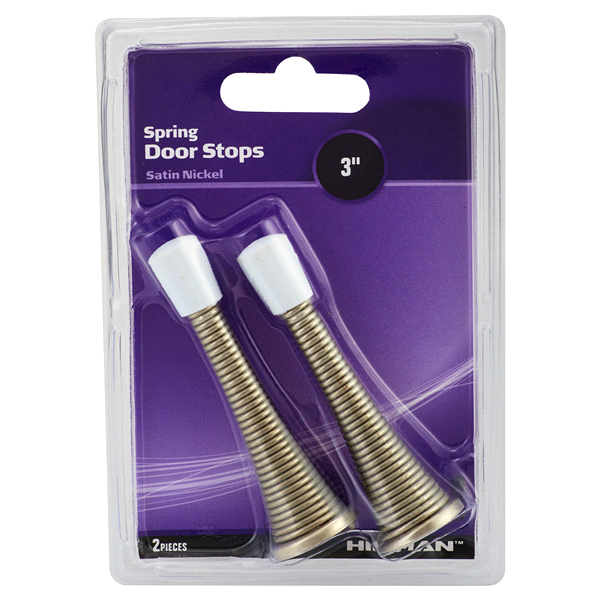 slide 1 of 1, Hillman Spring Door Stops Satin Nickel, 3'', 2 ct