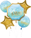 slide 2 of 8, Helium Balloon Bouquet, Blue Baby Boy, 5 ct