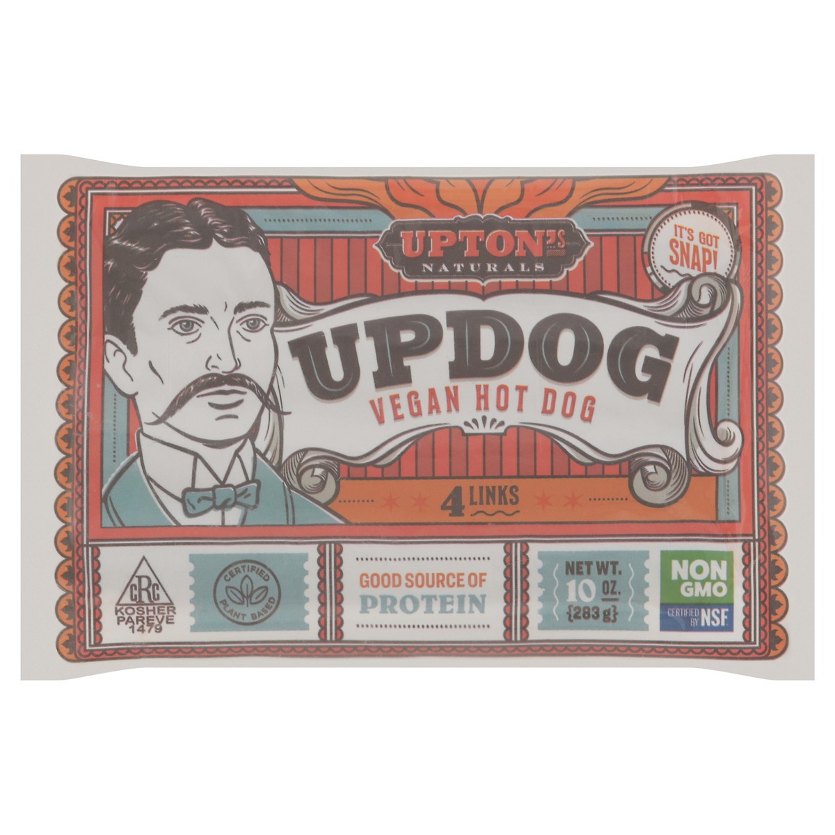 slide 1 of 9, Upton's Naturals Updog Vegan Hot Dog Links 4 ea, 4 ct