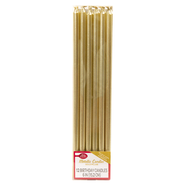 slide 1 of 1, Betty Crocker Birthday Candles Metallic Gold Pillar, 16 ct