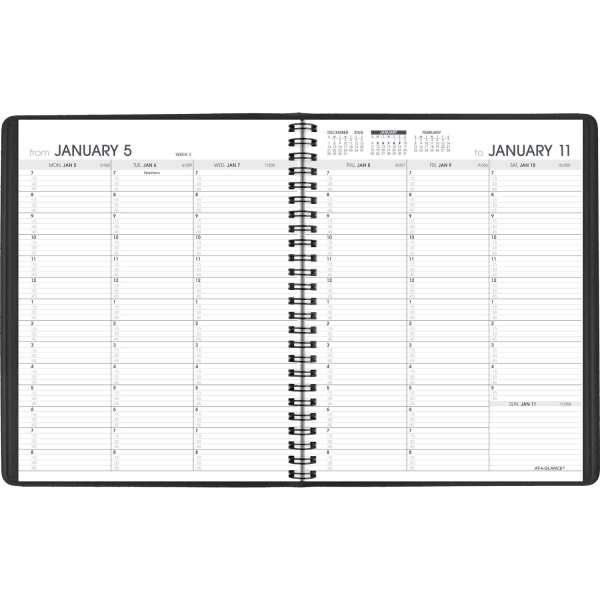 slide 2 of 10, AT-A-GLANCE® 2026 Weekly Appointment Book Planner, Black, Medium, 7"" x 8 3/4"", 1 ct