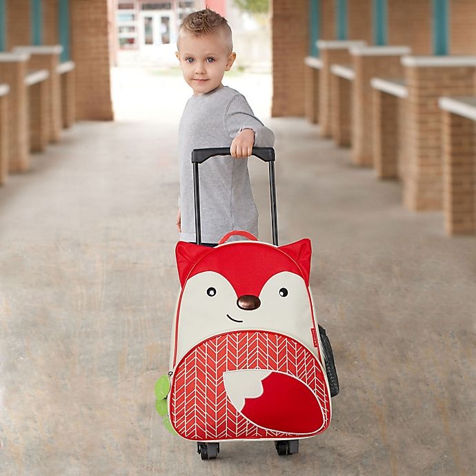 slide 3 of 5, Skip Hop Zoo Fox Children's Rolling Upright Suitcase, 16 in