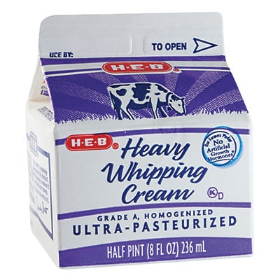 slide 1 of 1, H-E-B Heavy Whipping Cream, 8 oz