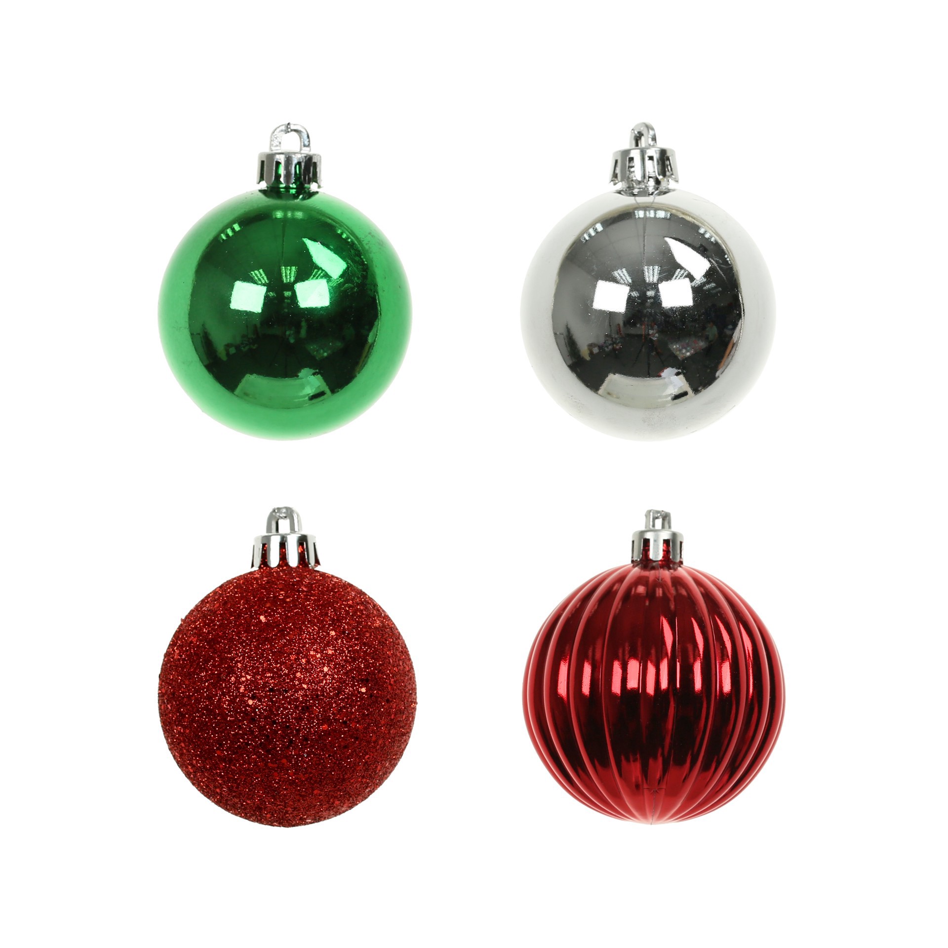 slide 2 of 3, 40 Pack 2.25" Red, Silver & Gold Solid & Glitter Shatterproof Ball Ornaments By Ashland, 40 ct