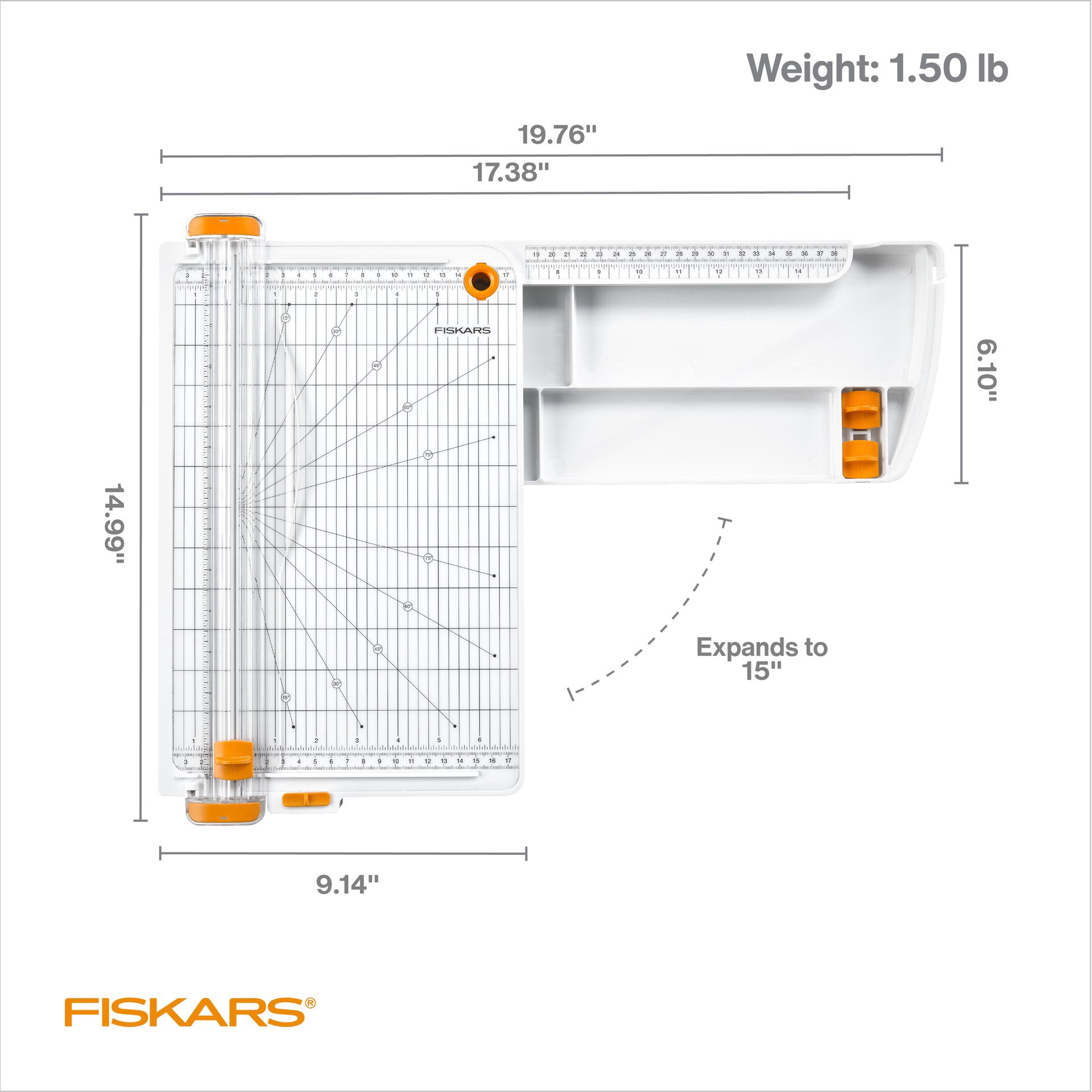 slide 8 of 8, Fiskars Surecut Deluxe Trimmer With Built-In Storage, 1/16 in